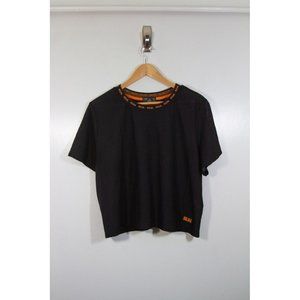 Forever 21 3X Black Net Fishnet Mesh Short Sleeve Crop Ringer Tee